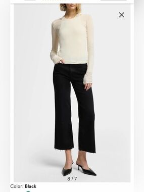 7 For All Mankind Black Alexa Crop Straight Leg Jeans size 24
